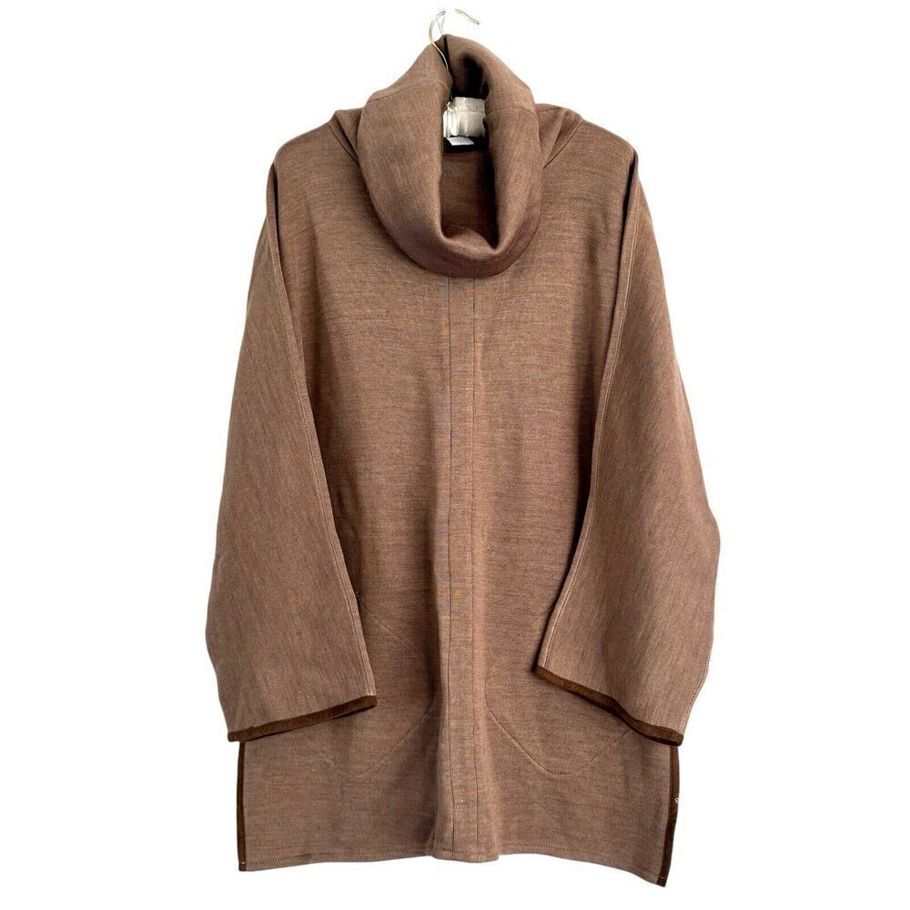 Soft Surroundings Women’s MED Wool Blend Knit Cowl Neck Tunic Top Brown